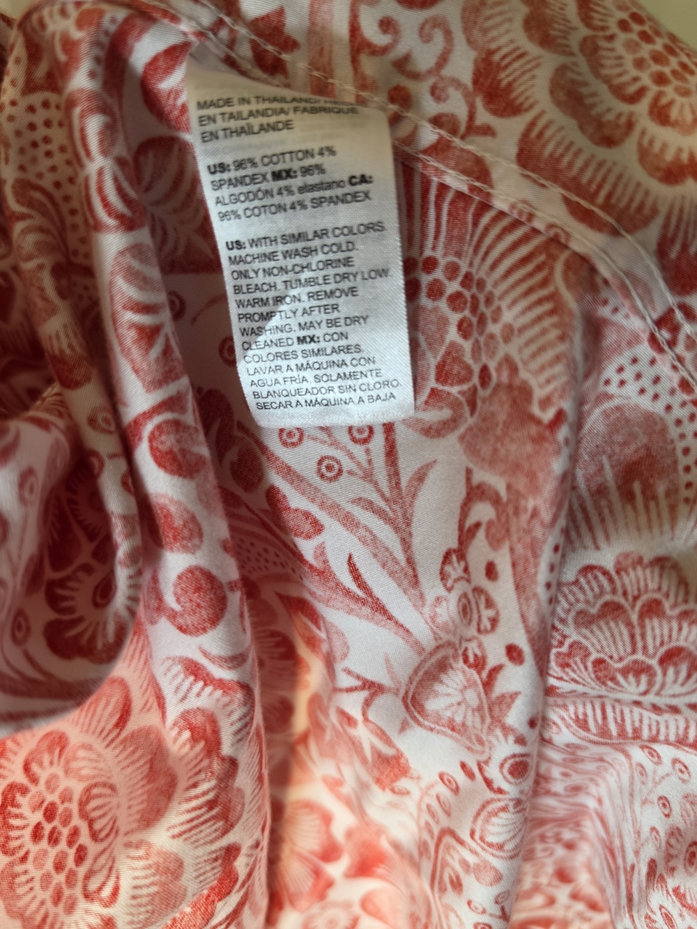 Chico's Red and White Floral Button-Down Top - Picture 4 of 4